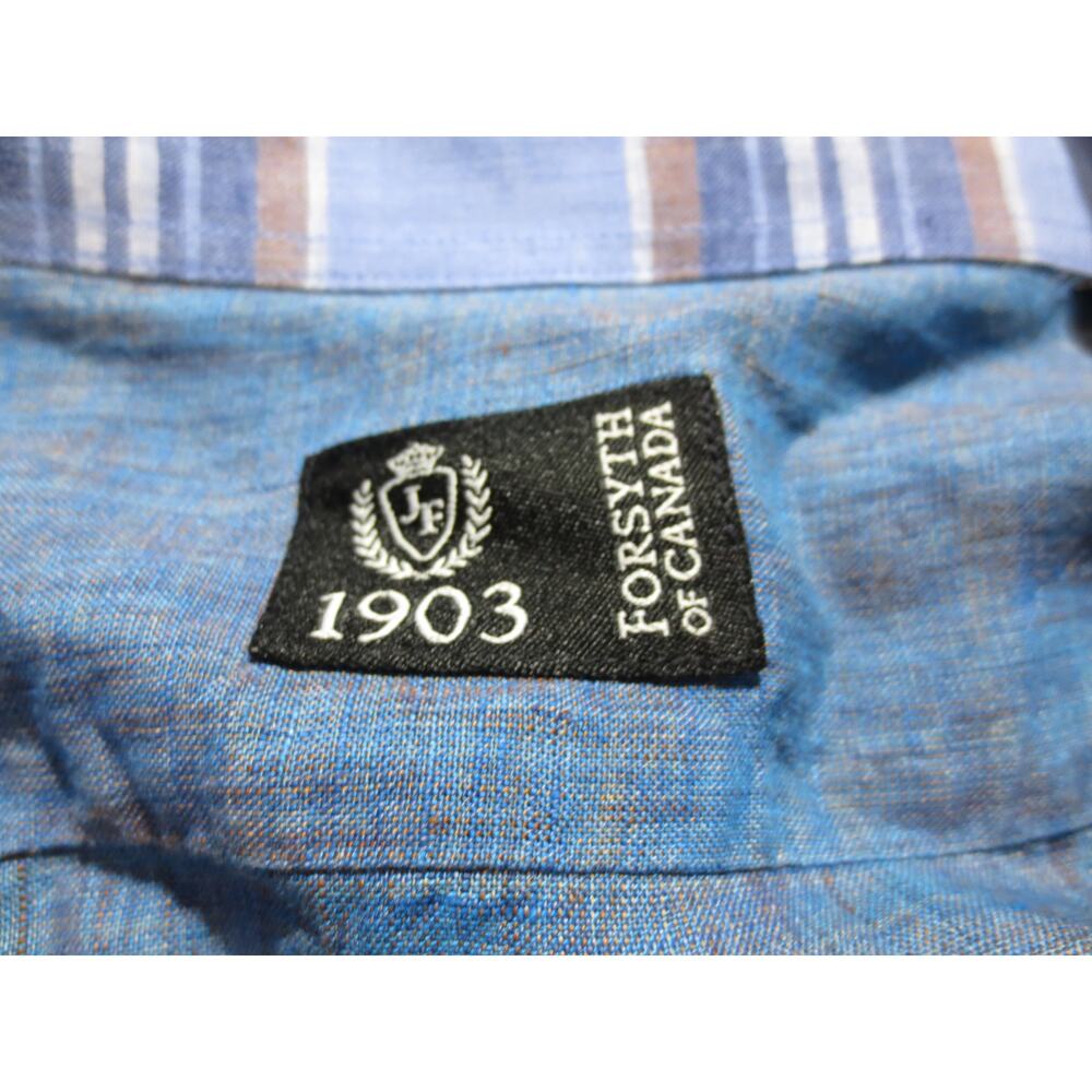 Forsyth of Canada Mens Shirt 2XL Blue Linen Long Sleeve Button Down Pocket - Picture 3 of 9